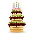 birthday cake with candles vector image vector image