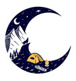 mountain and moon vector image
