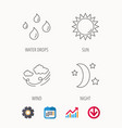 weather sun and wind icons vector image