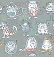 colorful seamless pattern with funny vector image