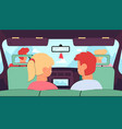 kids travelling with parents by car vector image