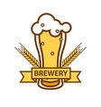 glass of foamy beer with barley ears flat design vector image vector image