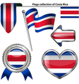 glossy icons with costa rican flag vector image