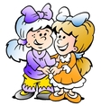 hand-drawn of two cute girls there are freinds vector image