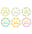 hello spring set floral frame for text isolated vector image vector image