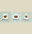 three colored labels with grilled vector image
