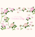 peony flower leaf buds pattern frame vector image vector image