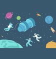 astronauts in outer space flat poster vector image
