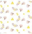 bee and florals seamless pattern hand vector image