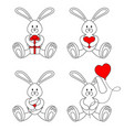 contour valentine bunnies vector image