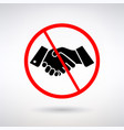 prohibiting handshake sign vector image vector image