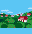 summer country village landscape flat color vector image vector image