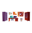 retro detective office furniture set vector image vector image