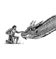 knight strokes the dragon man in armor vector image vector image