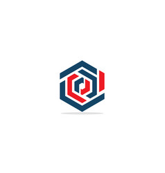 Polygon line circle colored logo Royalty Free Vector Image