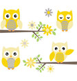 cut owl with branches yellow and grey vector image vector image
