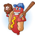 hot dog baseball cartoon character vector image vector image
