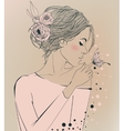 young beautiful woman with flowers vector image vector image