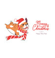 christmas banner with cute bulldog wearing santa vector image vector image