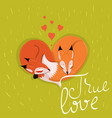 card with cute enamored foxes sleeping vector image vector image