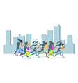 running people in city world vector image vector image