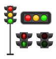 traffic light led lights red yellow vector image