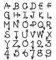 hand drawn arrow font vector image vector image