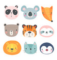 cute animals hand drawn characters vector image vector image