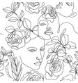 seamless pattern continuous line art vector image vector image