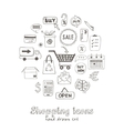 set of doodle sketch shopping icons vector image vector image