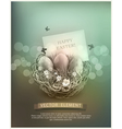 vintage easter eggs in a wicker nest vector image vector image