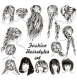 fashion different female hairstyles set vector image vector image