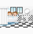 happy kids playing bubbles in bathtub vector image vector image