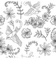 seamless pattern bird and flower vector image