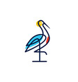 stork logo colorful line art monoline outline vector image