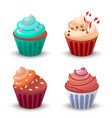 sweet food chocolate creamy cupcake set isolated vector image