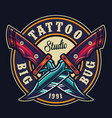 colorful tattoo studio round print vector image