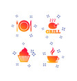 food icons muffin cupcake symbol fork knife vector image