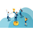 isometric team has achieved success vector image vector image