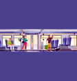 public transport bus interior with passengers vector image