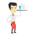 waiter with like button vector image