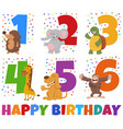 birthday greeting cards set with cartoon animals vector image