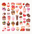 delicious desserts chocolate and strawberry vector image vector image