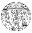 Linear drawing of birth of jesus christ scene in Vector Image