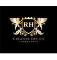 rh letter initial with lion royal logo template vector image vector image
