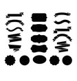 vintage ribbon set black silhouettes blank flags vector image