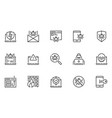 hacking line icons set vector image
