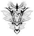hand drawn beetle with wings vector image vector image