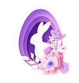 happy easter day in paper art style cute bunny vector image