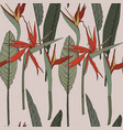 large flowers buds and leaves strelitzia pattern vector image vector image